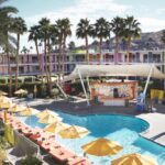 Palm Springs, California, United States - A view of the pool area inside The Saguaro Hotel.