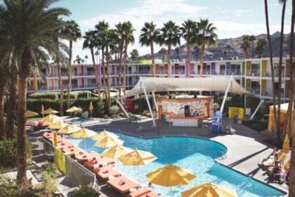 Palm Springs, California, United States - A view of the pool area inside The Saguaro Hotel.