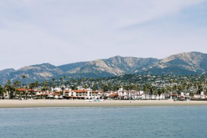 Carpinteria, CA coastline and mountains