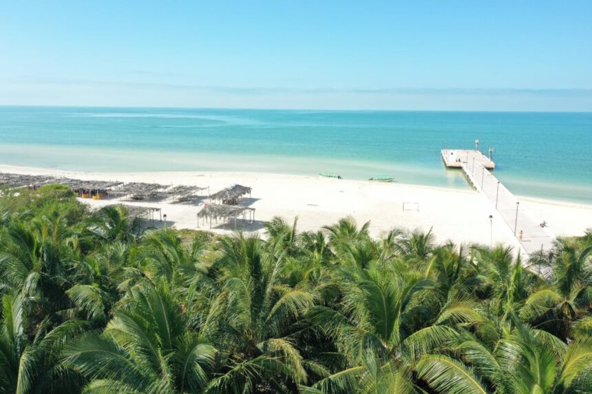 Panoramic view of Celestun, Mexico shoreline