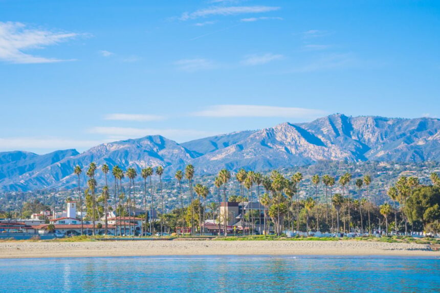 Santa Barbara beach backdropped by staggering mountains