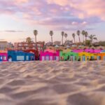 Row of colorful beach cottages in Capitola, CA
