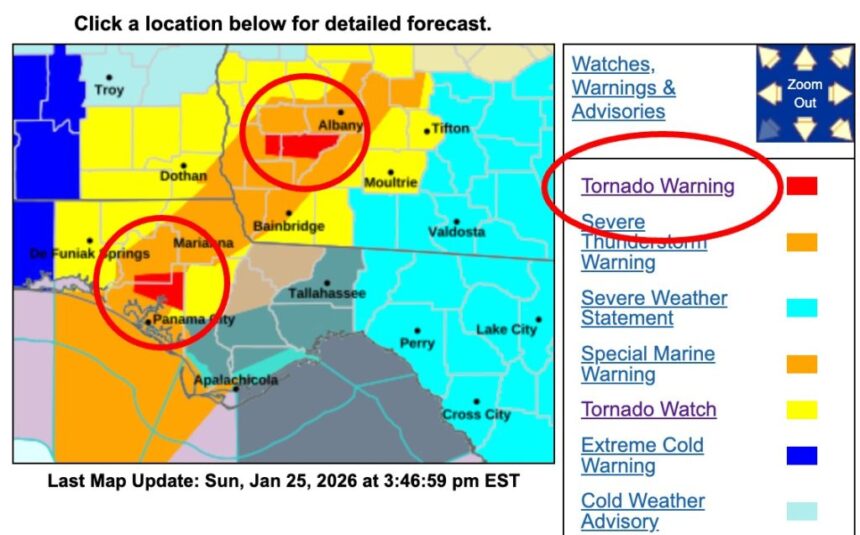 Tornado Watch Issued for Florida, Georgia and Alabama