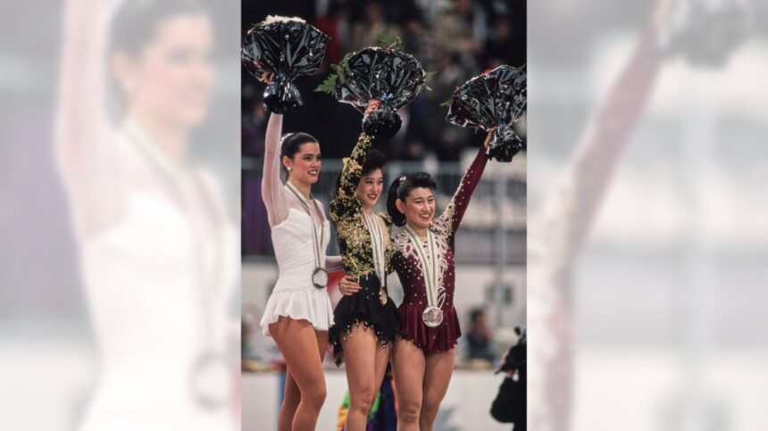 February 21, Figure skater Kristi Yamaguchi wins gold for the US