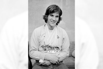 February 23, American speedskater first to win 5 gold medals in a single Olympics