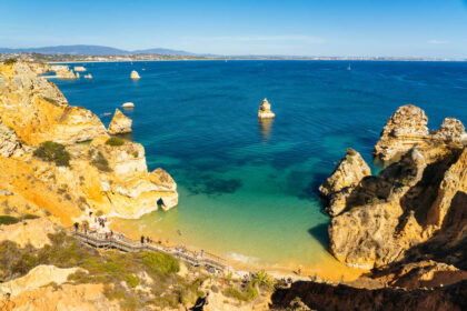 Panoramic View Of A Beach In Lagos, The Algarve, Portugal