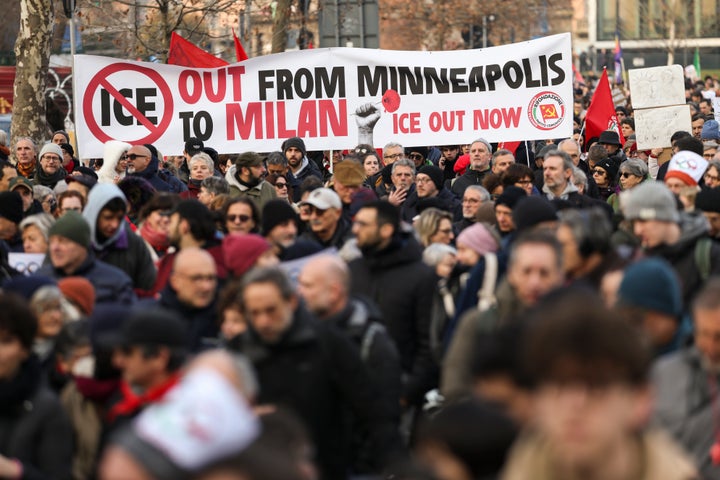 Hundreds Protest In Italy Against ICE Presence At Milan Cortina Winter Olympics