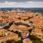 Aerial Panoramic View Of Nimes, France
