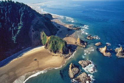 Aerial of Tillamook area coastline