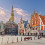 Historic plaza in Riga, Latvia