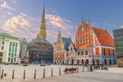 Historic plaza in Riga, Latvia