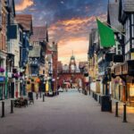 Historic street of Old Town Chester, UK