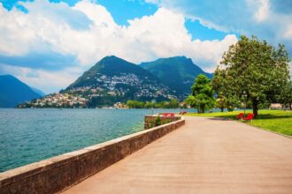 Lake Lugano Promenade In Switzerland