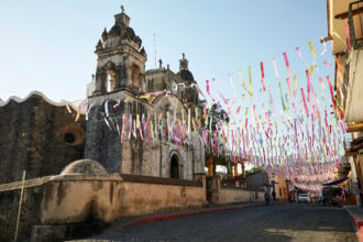 Festive street in Tepoztlan, Mexico