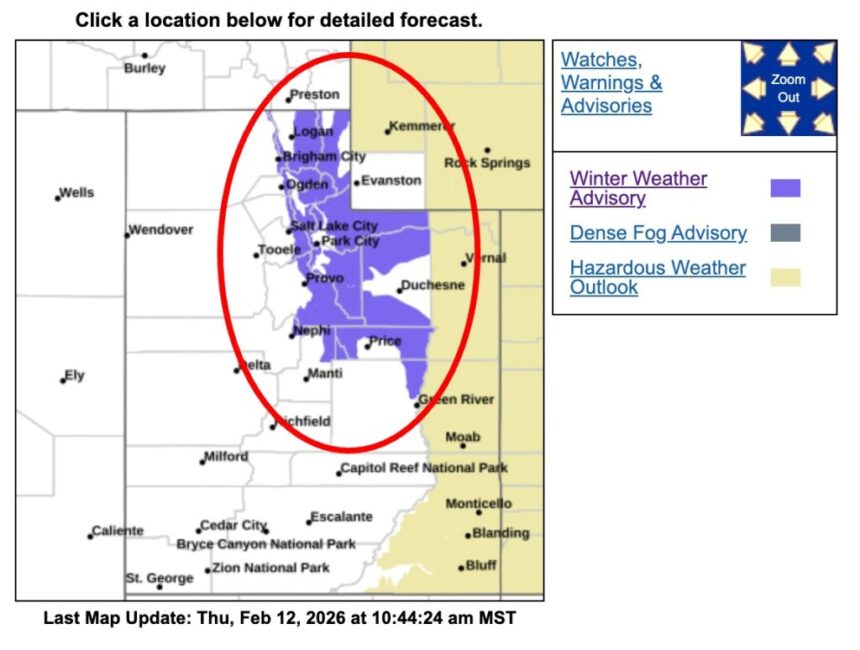 Urgent Winter Weather Message Issued for 15 Utah Counties