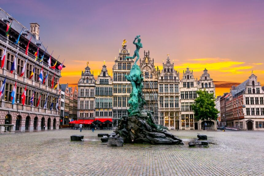 Main plaza in Antwerp, Belgium
