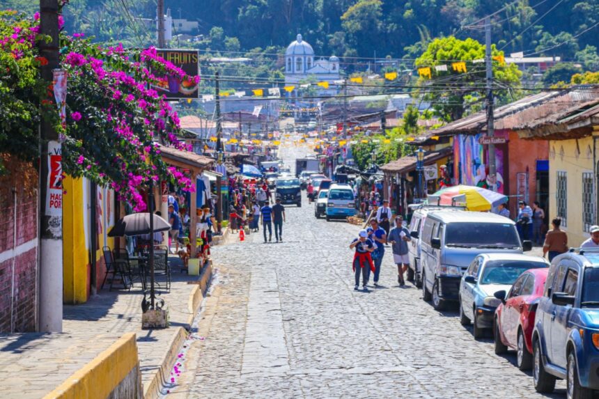 Ataco, El Salvador with people in the street