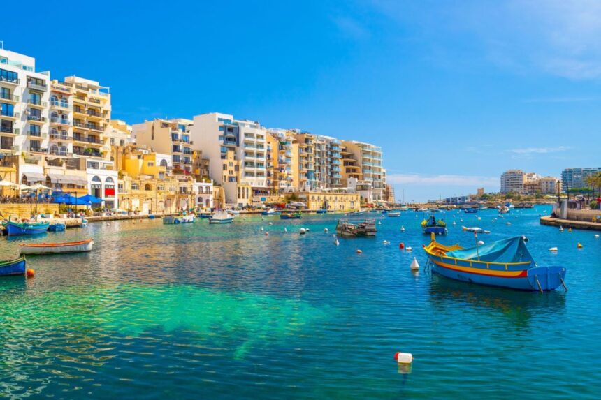 Pristine bayside townscape in Malta