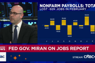 Fed Governor Miran says job losses in February add to the case for more interest rate cuts