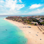 Aerial shot of a beach in Aruba