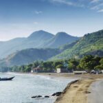 tropical exotic paradise coastline beach of dili in east timor at dawn