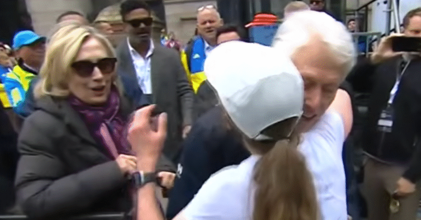 Bill And Hillary Clinton Meet Daughter At Boston Marathon Finish