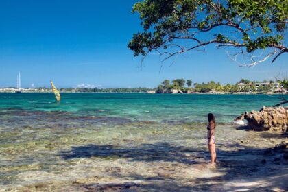 Female tourist admiring Jamaica