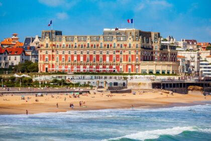 Elegant hotel on coast of Biarritz, France