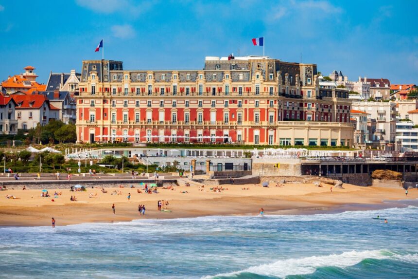 Elegant hotel on coast of Biarritz, France