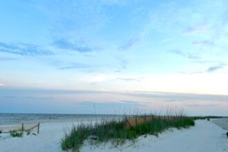 White sand beach in Bay St. Louis, MS