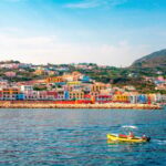 Colorful townscape on island of Ponza, Italy