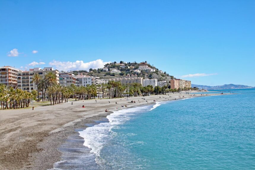 Panorama of Almunecar, Spain coastline