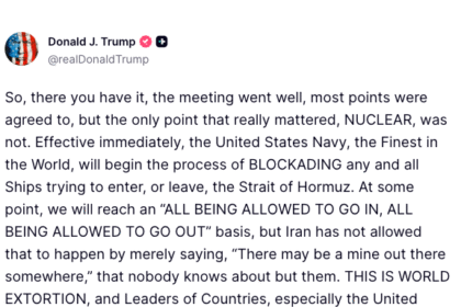 Trump Threatens Strait Of Hormuz Blockade After US-Iran Ceasefire Talks End Without Agreement