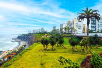 Lima, Peru coastline and cityscape