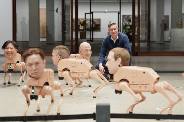Wild Robot Dog Exhibit Turns Musk And Zuckerberg Into Nightmare Fuel For An Unsettling Reason