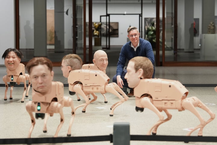 Wild Robot Dog Exhibit Turns Musk And Zuckerberg Into Nightmare Fuel For An Unsettling Reason