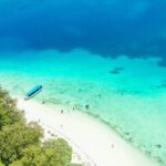 Aerial view of Ngermeaus island close to the jellyfish lake in Palau.
