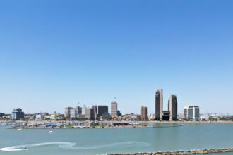 Aerial view of downtown Corpus Christi, TX