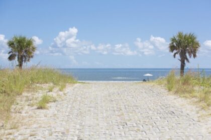 Paved pathway to Louisiana beach