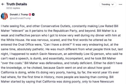 Trump Melts Down Over Fox News Giving Props To Bill Maher: He's A 'MORON'