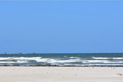 Waves crashing in Port Aransas, TX