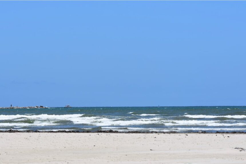 Waves crashing in Port Aransas, TX