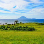 View of Saba and Statia (Sint Eustatius) in the Dutch Caribbean from the north coast of Saint Kitts