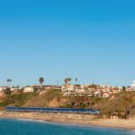 Train tracks along coastline of San Clemente, CA