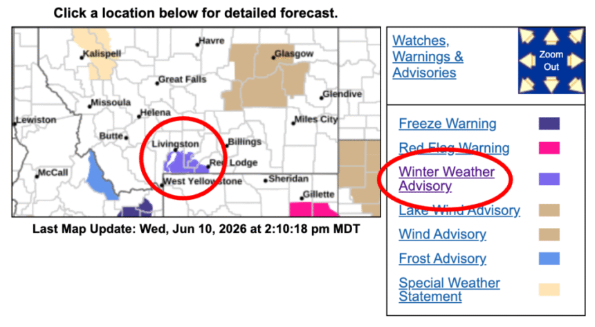 aLate Winter Advisory Issued for Montana as 2 Inches of Snow and Wind Gusts Hit 5 Counties