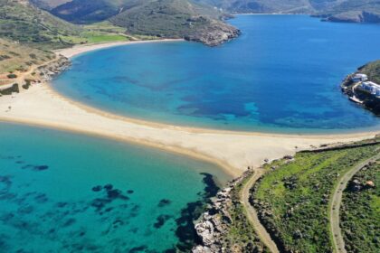 Split beach on Kythnos island in Greece