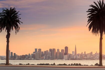 Distant view of San Francisco skyline